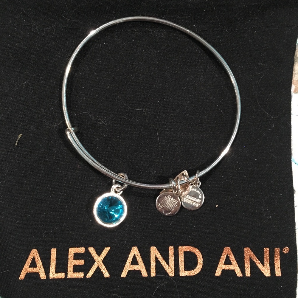 Alex and Ani blue charm bracelet